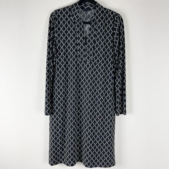 Brooks Brothers 346 Geometric Dress Womens Medium Sheath Allover Print Classic - Picture 1 of 12
